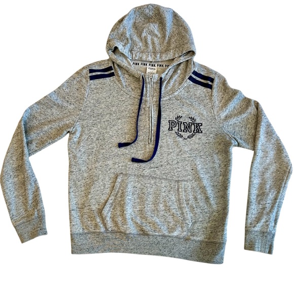 PINK Victoria's Secret ~ Gray and Blue Zip-Up ShirtSweat, Pullover,L/G - Picture 5 of 11